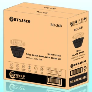 BO-36B 36oz Round Microwavable Noodle Bowl With Clear Lid 150Set/CS