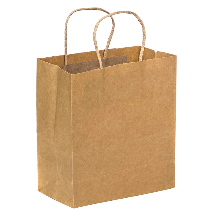 EM-1373 - 13" x 7" x 13" Kraft Paper Bag (Twisted Round Handle 120gsm) 200'/Case - Image 2