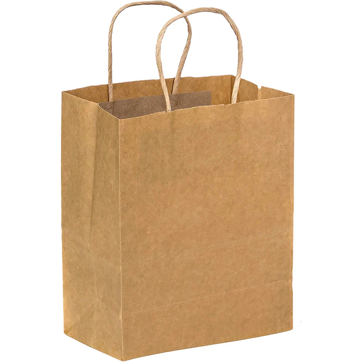 EM-1377 - 13" x 7" x 17" Kraft Paper Bag (Twisted Round Handle 120gsm) 200'/Case - Image 2