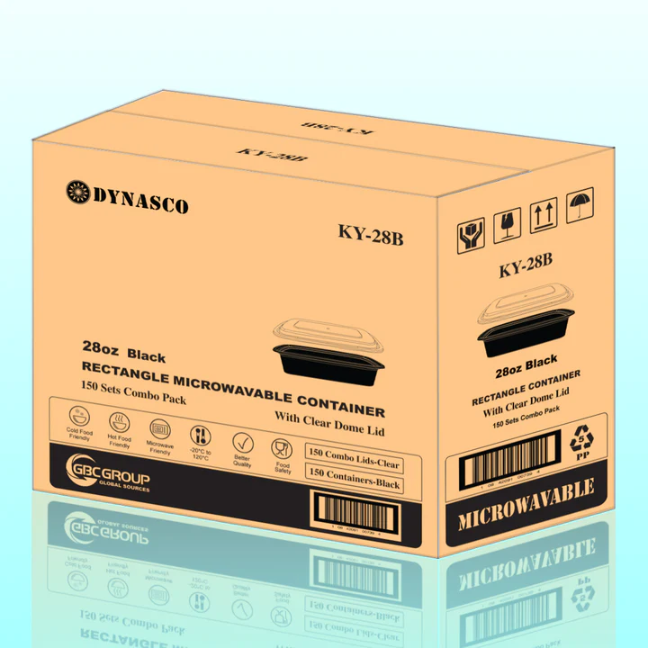 KY-28B 28oz Rectangular Microwavable Container with Lid - 150/Case - Image 2